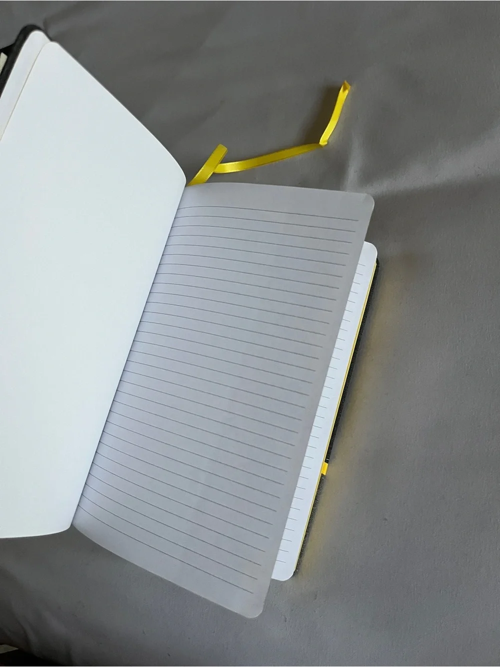 EY Black & Gray Hardcover Lined Journal Pocket Notebook Yellow Accent Elastic St